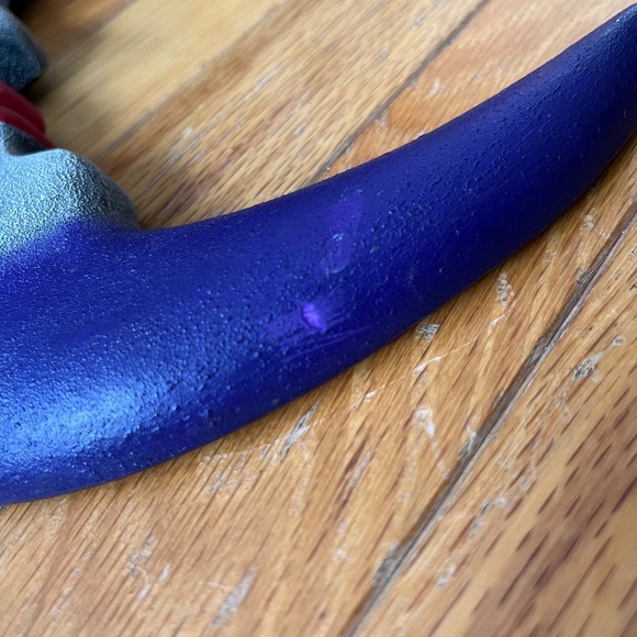 Vintage 90s Ceramic Purple Moon Face Decor - Picture 3 of 8